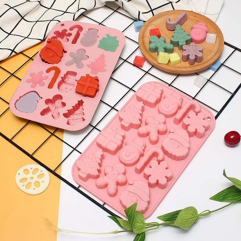 EDUEE Christmas Molds Silicone Chocolate Molds Christmas Tree Santa Claus Gingerbread Cane Candy Molds 3pcs for Resin, Ice Cube, Soap, Cake Topper - Image 5